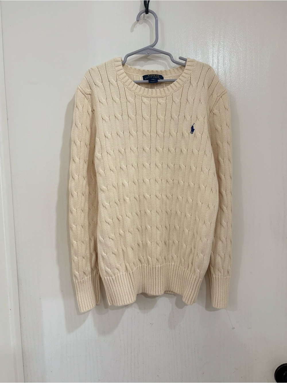 Polo by Ralph Lauren Cream Cable-Knit Crewneck Sweater